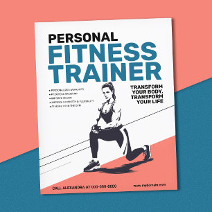 Flyer Mujer atlética y líneas enérgicas - Entrenadora de