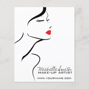 Flyer Mujer icono de maquillaje rostro en labios rojos b