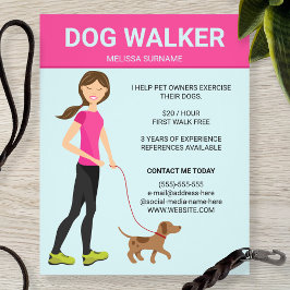 Flyer Mujer paseadora de perros con ilustración de un pe