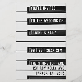 Flyer Música=Amor Foto Piano Invitación a matrimonio pre