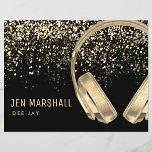 Flyer Música con efecto de Relieve metalizado de oro de 