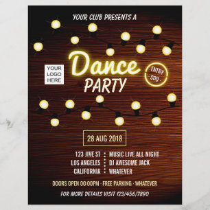 Flyer Música de baile de DJ de club añade logotipo y fot