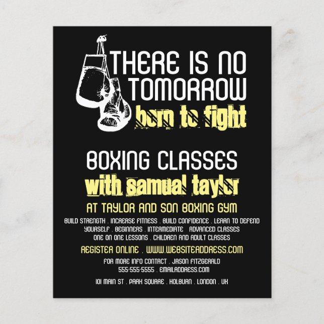 Flyer Nacido Para Luchar, Club De Boxeo, Anuncio De Entr (Frente)