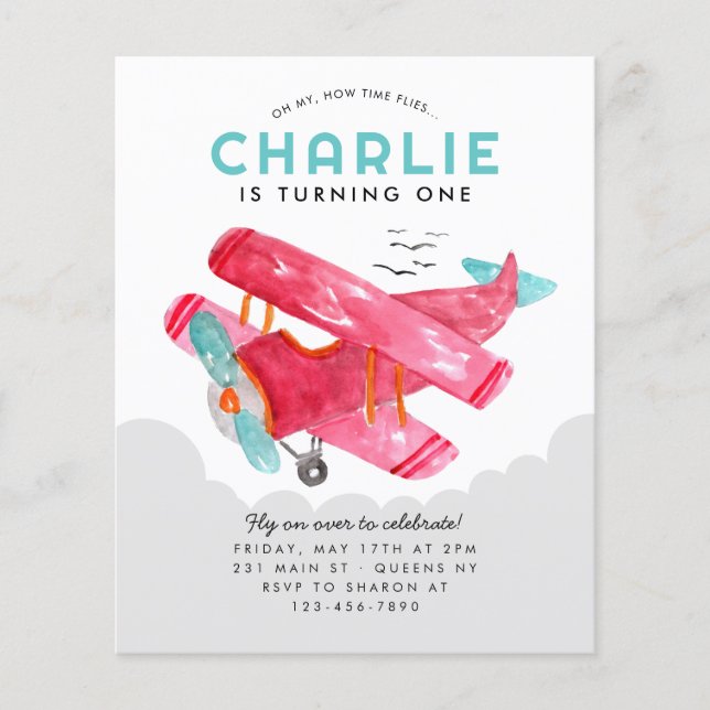 Flyer Nacimiento del avión rojo en la nube de cielo bara (Frente)