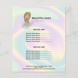 Flyer Nail Technician Mani Salon Holograph Girly Modern