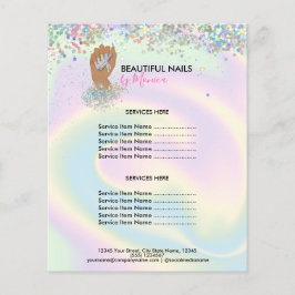 Flyer Nail Technician Mani Salon Holograph Girly Modern