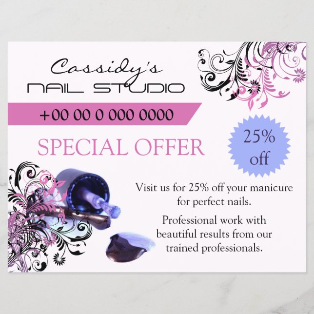 Flyer Nail Technician / Nail Bar Promotional (Frente)