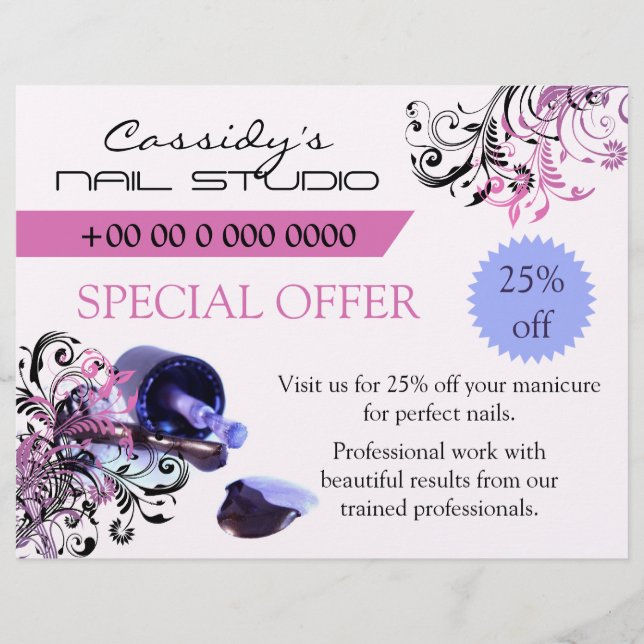 Flyer Nail Technician / Nail Bar Promotional (Frente)