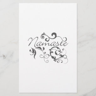 Flyer Namaste en los giros grises oscuros