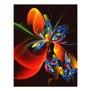 Flyer Naranja azul Floral Moderno Resumen Patrón de arte