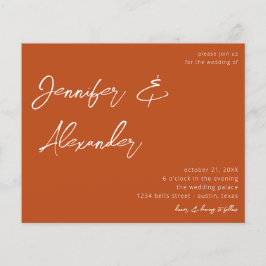 Flyer Naranja de óxido de presupuesto caligrafía Boda fo