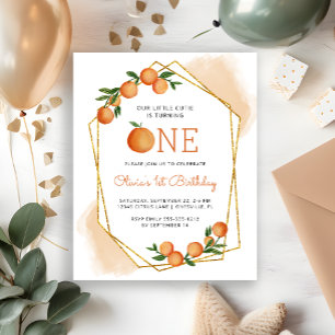 Flyer Naranja de presupuesto Pequeña Cutie Primer cumple