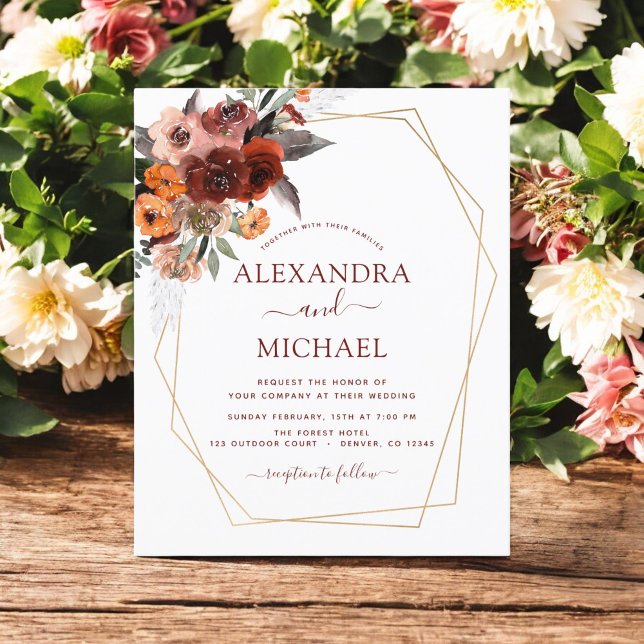 Flyer Naranja Floral de boda de otoño quemada en el pres (Subido por el creador)