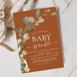 Flyer Naranja quemado Bebé Sprinkle Ducha Invitación<br><div class="desc">Naranja Quemado de Presupuestos Eucalyptus Greenery Suculento acuarela Botánica Primavera Género Neutral Niño Niño o Niña Bebé Sprinkle Invitaciones a la ducha sobre fondo blanco - incluye hermosa y elegante tipografía de escritura con hojas botánicas modernas y vegetación para la celebración especial de Madre a Ser.</div>