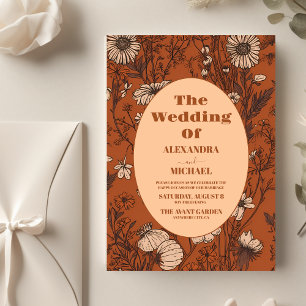 Flyer Naranja Quemado de Presupuesto Boda de Flores Silv