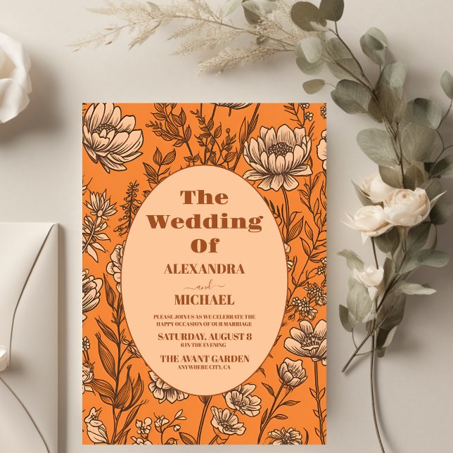 Flyer Naranja Quemado de Presupuesto Boda de Flores Silv (Subido por el creador)