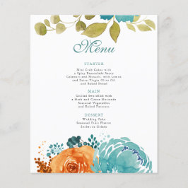 Flyer Naranja quemado verde azulado Terracotta Fall Wedd
