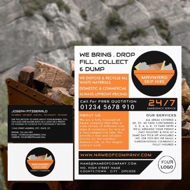 Flyer Naranja Rubbish Skip, Skip/Dumpster Company (Subido por el creador)
