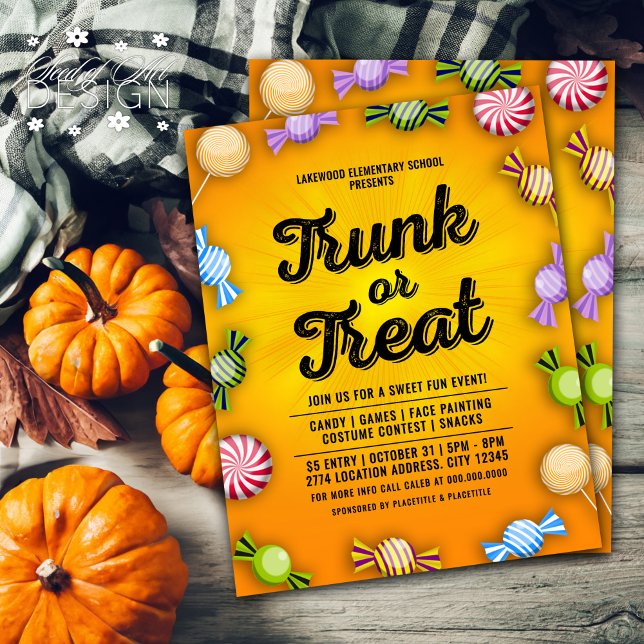 Flyer Naranja Trunk o Trate Halloween Candy Frame Event (Subido por el creador)
