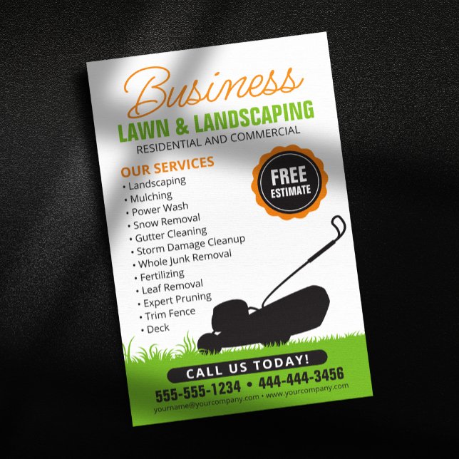 Flyer Naranja Verde Lawn Landscaping Service Lawncare Mo (Subido por el creador)