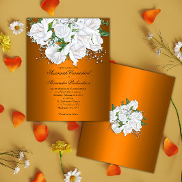 Flyer Naranja vibrante del presupuesto, Boda de Rosas de