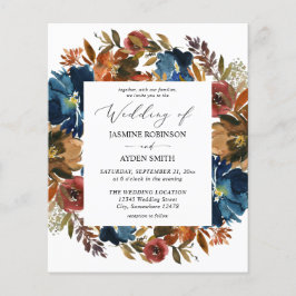 Flyer Naranja y Boda floral marrón