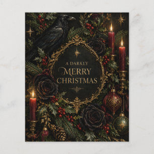 Flyer Navidad gótica, diseño victoriano romántico oscuro