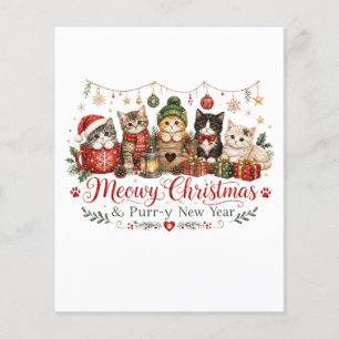 Flyer Navidad Meowy y Año Nuevo Ronroneo