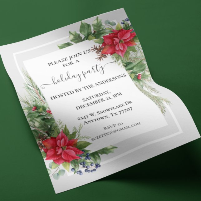 Flyer Navidades acuarelas Fiesta Floral Poinsettia (Subido por el creador)