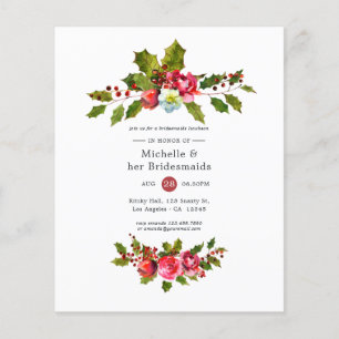Flyer Navidades Bridesmaids Luncheon Holly Invitación