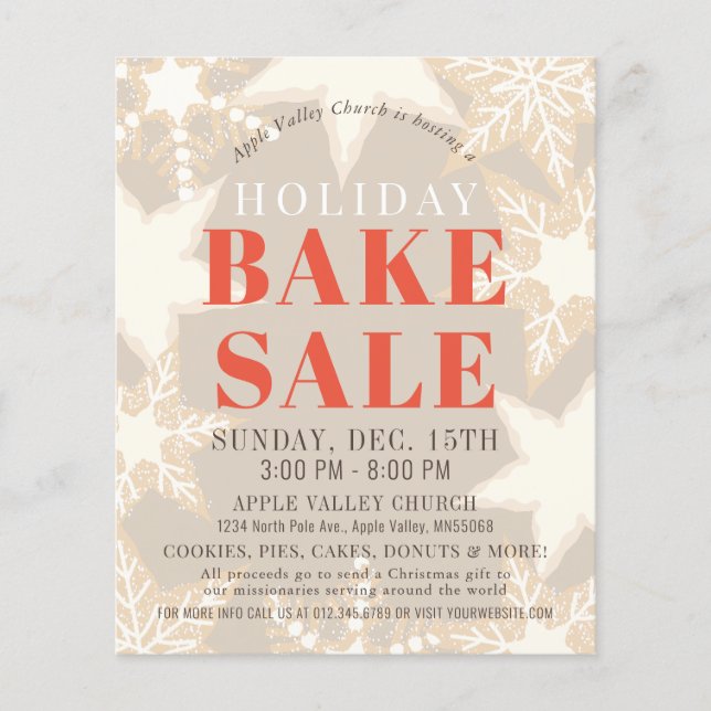 Flyer Navidades Cocinan Holiday Bake Sale Beige (Frente)