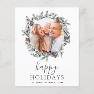 Flyer Navidades de Budget Happy Holidays Dusty Blue Phot