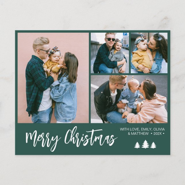 Flyer Navidades de Collage de fotos de script de presupu (Frente)