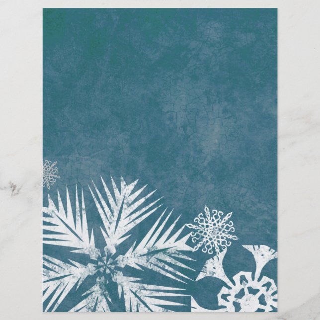 Flyer Navidades de copos de nieve azules y blancos (Frente)