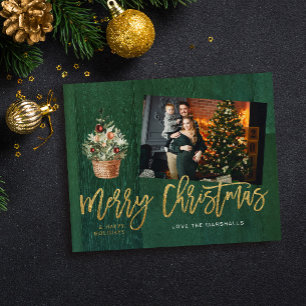 Flyer Navidades de Oro Presupuestario y Rústico Verde Un
