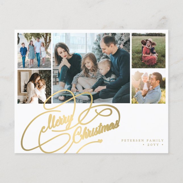 Flyer NAVIDADES DE PRESUPUESTO 5 fotos collage Tarjeta d (Frente)