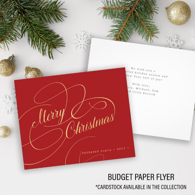 Flyer Navidades de presupuesto guión oro rojo tarjeta de (Subido por el creador)