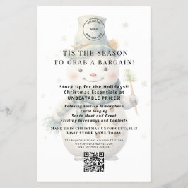 Flyer Navidades De Tienda Cute Snowman Ofrecen Código QR