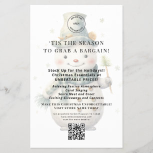 Flyer Navidades De Tienda Cute Snowman Ofrecen Código QR