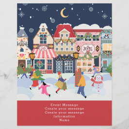 Flyer Navidades de vacaciones Ciudad Whimsy Crear su pro