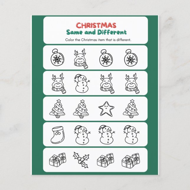 Flyer Navidades divertidos verdes rojos iguales y difere (Frente)