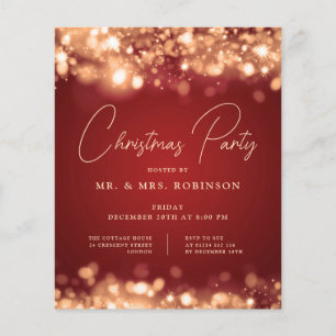 Flyer Navidades Fiesta Glam Gold Red Lights
