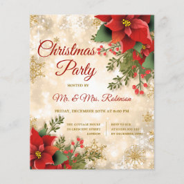 Flyer Navidades Fiesta Gold Sparkle Red Poinsettia