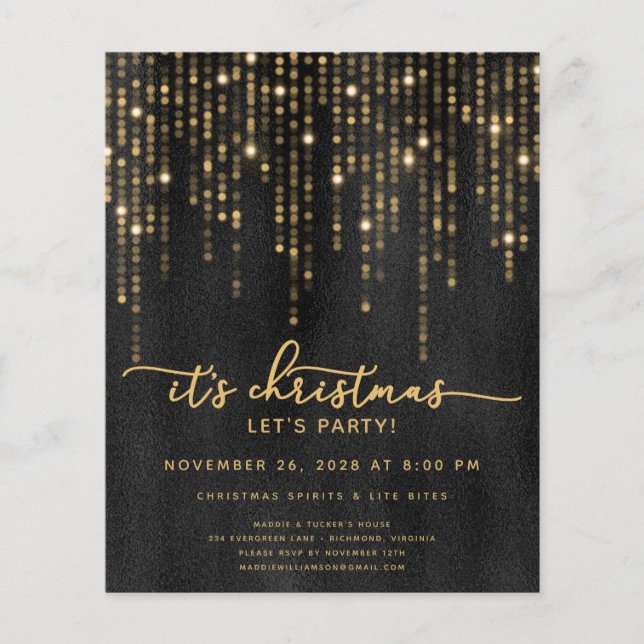 Flyer Navidades, Fiesta Purpurina de oro (Frente)