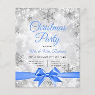 Flyer Navidades Fiesta Silver Winter Sparkle Blue Ribbon