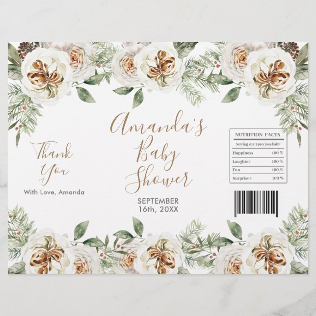 Flyer Navidades Florales Blancas Invierno Chip Bag Wrapp (Frente)