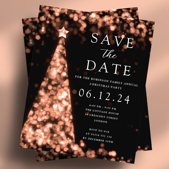 Flyer Navidades Guardar La Invitación Del Glam De Oro Ro (Christmas Save The Date Rose Gold Glam Invite Flyer)