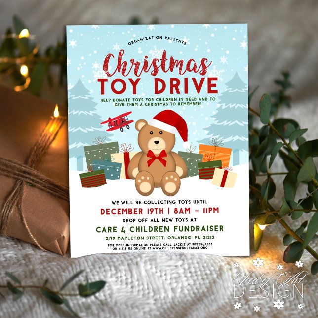 Flyer Navidades Holiday Teddy Bear Toy Drive Fundraiss (Subido por el creador)