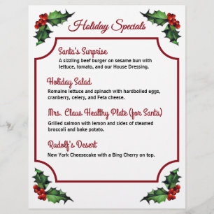 Flyer Navidades Holly Restaurant Specials