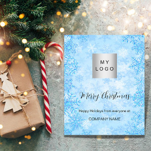 Flyer Navidades negocios de nieve en invierno azul QR In